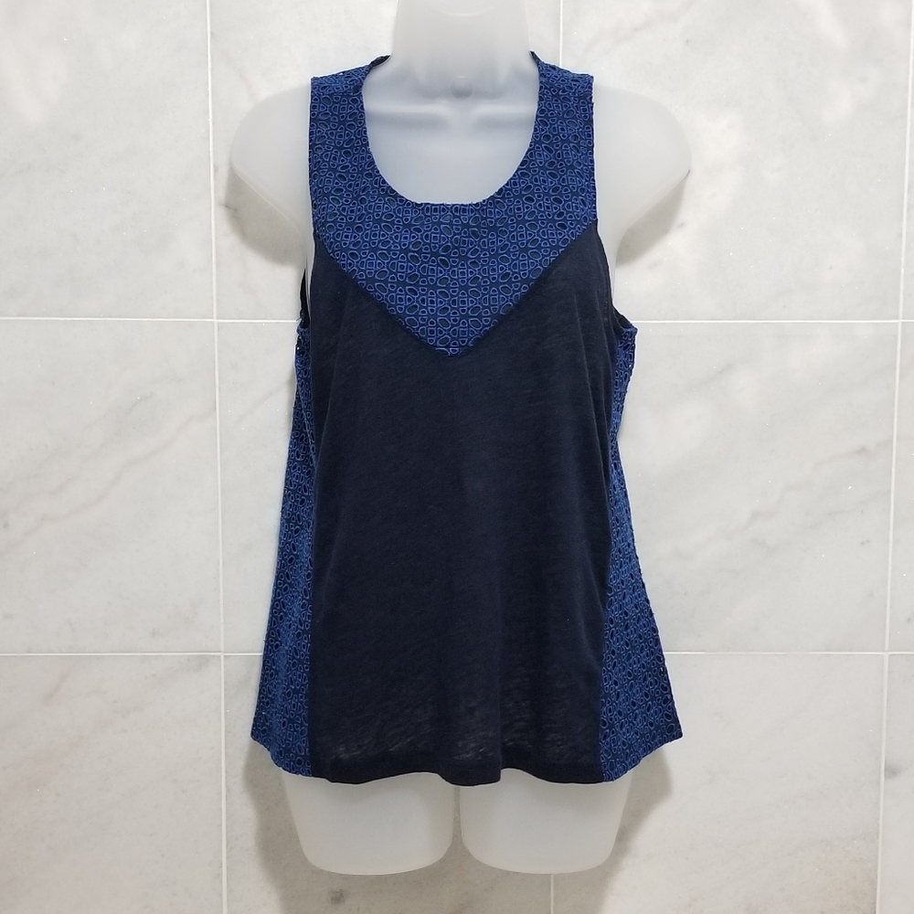 Banana Republic Blue Eyelet Trim Tank Top S